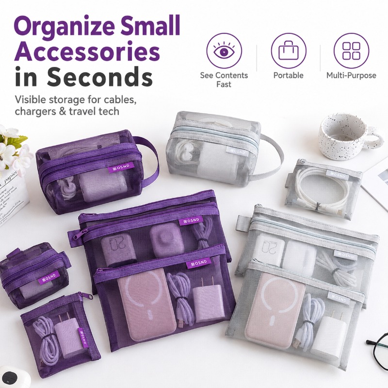 6PCS Portable Mesh Tech Access - Tech Woven Accessories review and price